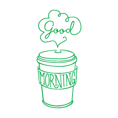 Engraving Decals Good Morning Word Inscription Cup Coffee Multi Color Selection
