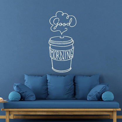 Engraving Decals Good Morning Word Inscription Cup Coffee Multi Color Selection