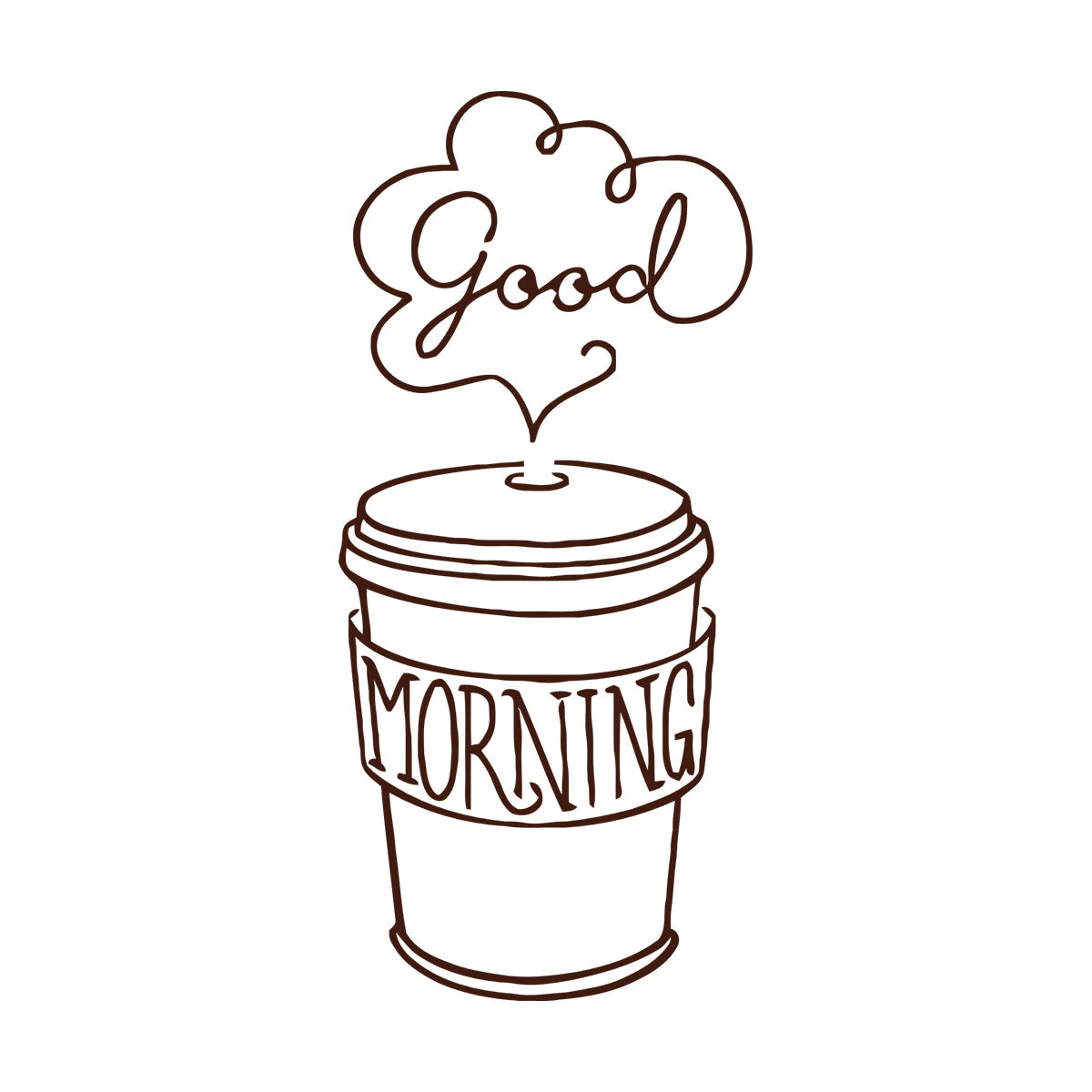Engraving Decals Good Morning Word Inscription Cup Coffee Multi Color Selection