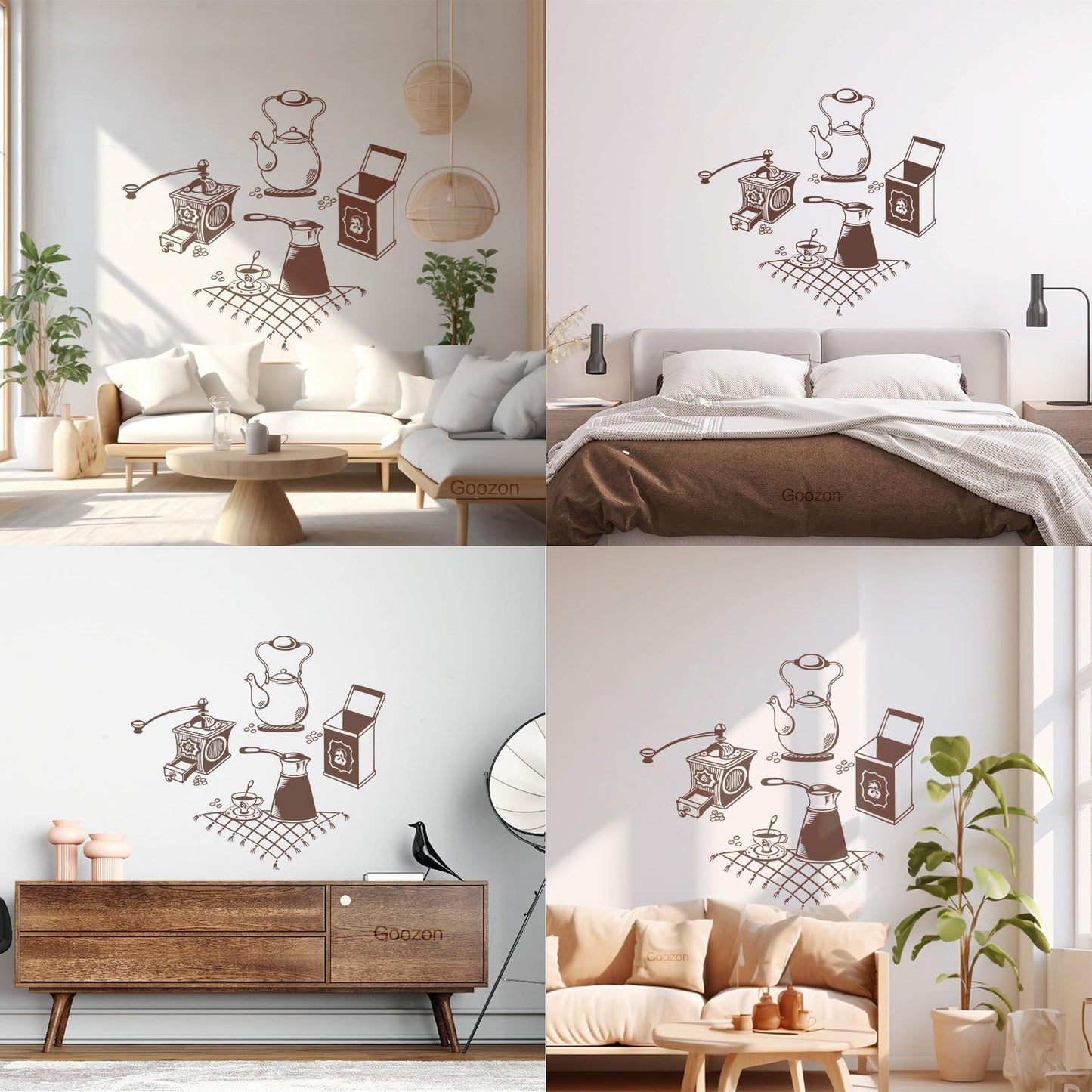 Vinyl Wall Stickers Coffee Grinder Maker Tea Maker Kitchen Glass Stickers