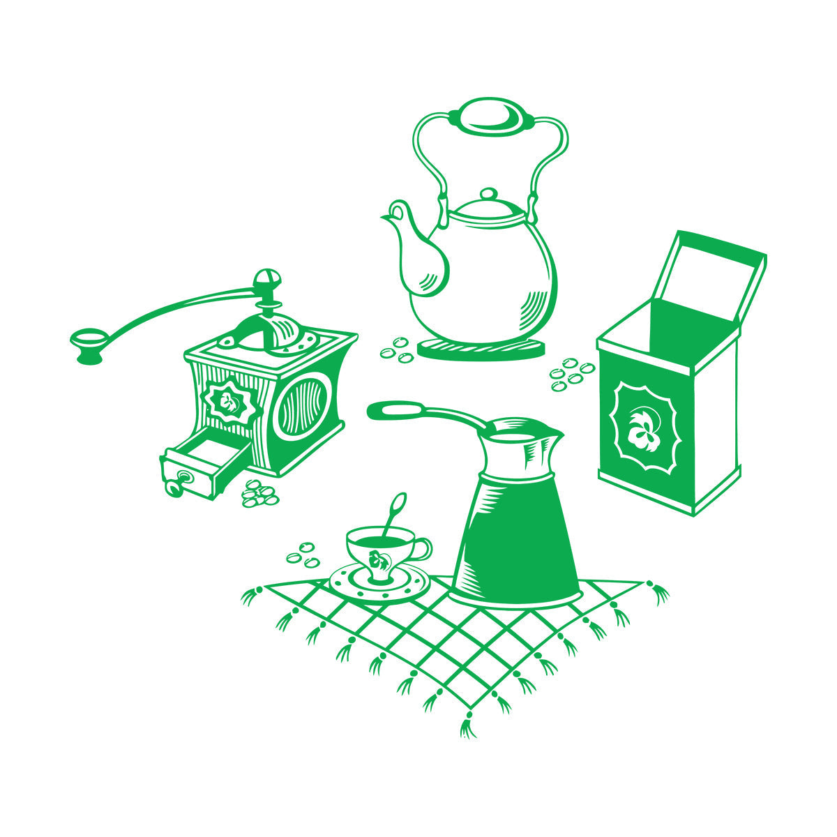 Vinyl Wall Stickers Coffee Grinder Maker Tea Maker Kitchen Glass Stickers