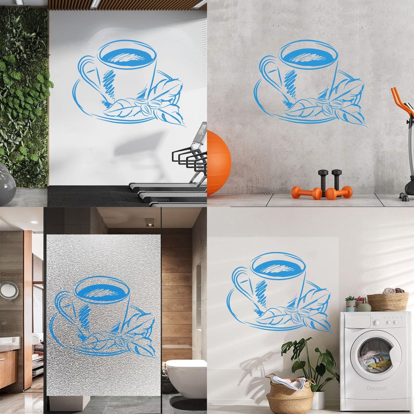 Tea Cup Coffee Cup Cute Cafe Kitchen Wall Stickers Paster Paper Do Not Damage The Wall Surface