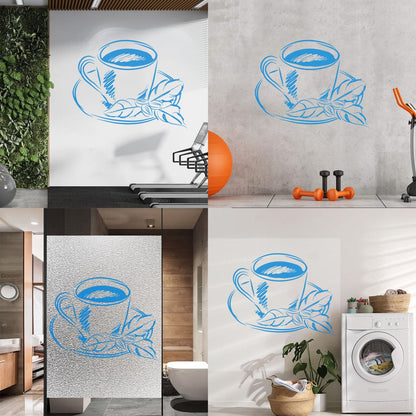 Tea Cup Coffee Cup Cute Cafe Kitchen Wall Stickers Paster Paper Do Not Damage The Wall Surface
