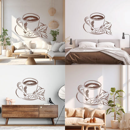 Tea Cup Coffee Cup Cute Cafe Kitchen Wall Stickers Paster Paper Do Not Damage The Wall Surface