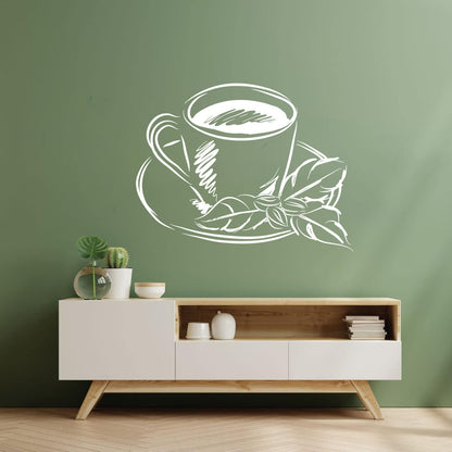 Tea Cup Coffee Cup Cute Cafe Kitchen Wall Stickers Paster Paper Do Not Damage The Wall Surface