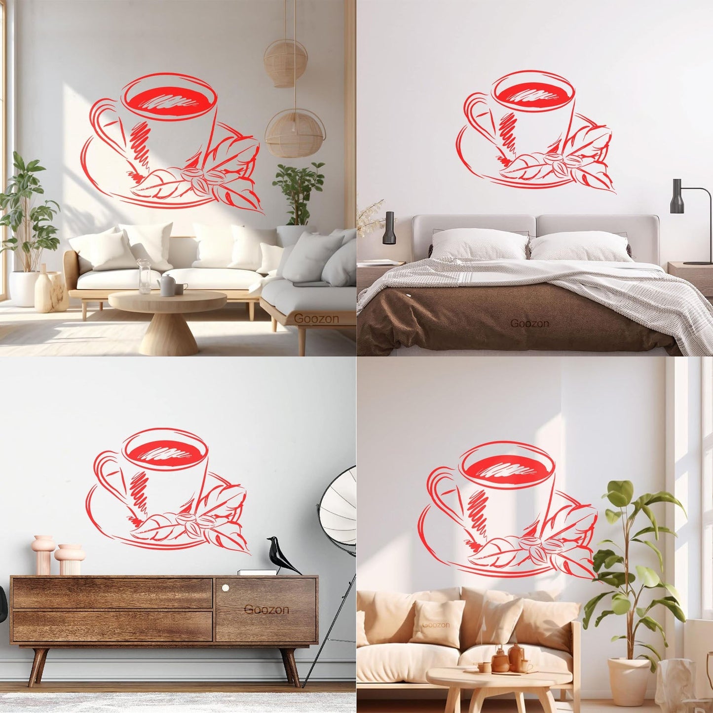 Tea Cup Coffee Cup Cute Cafe Kitchen Wall Stickers Paster Paper Do Not Damage The Wall Surface