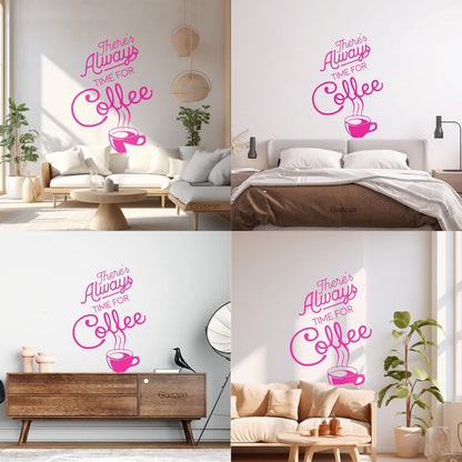 Wall Vinyl Sticker Decor Time Coffee Words Quotes Coffee Shop Multi Color Selection