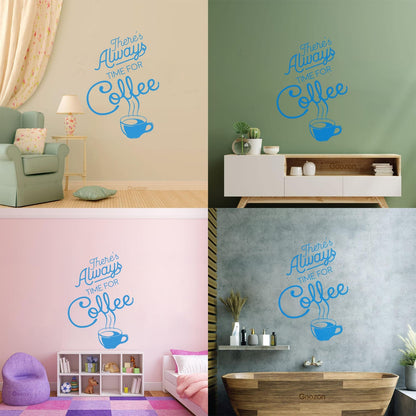 Wall Vinyl Sticker Decor Time Coffee Words Quotes Coffee Shop Multi Color Selection