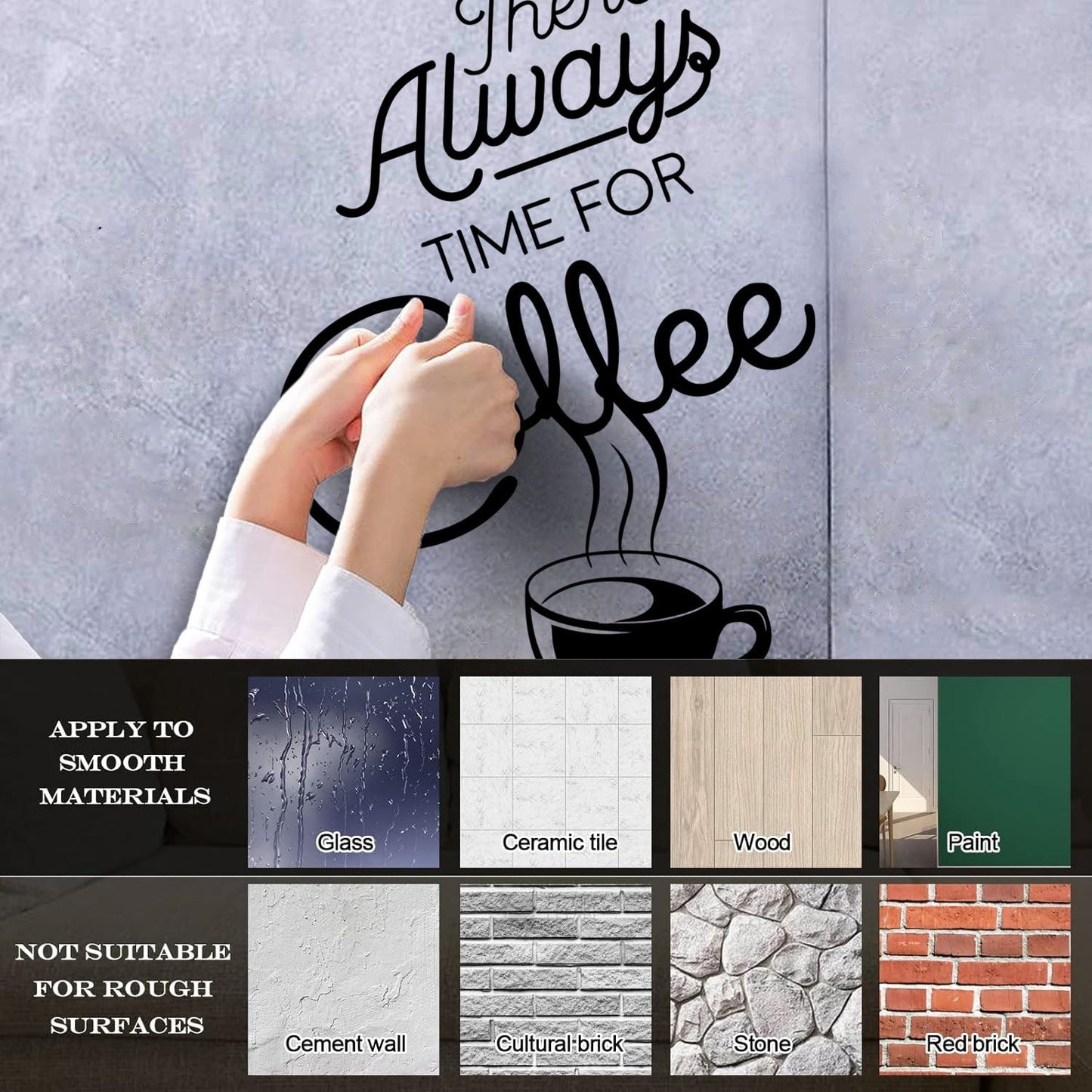 Wall Vinyl Sticker Decor Time Coffee Words Quotes Coffee Shop Multi Color Selection