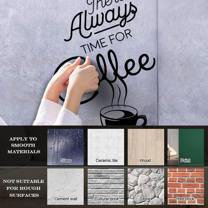 Wall Vinyl Sticker Decor Time Coffee Words Quotes Coffee Shop Multi Color Selection