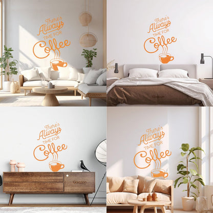 Wall Vinyl Sticker Decor Time Coffee Words Quotes Coffee Shop Multi Color Selection