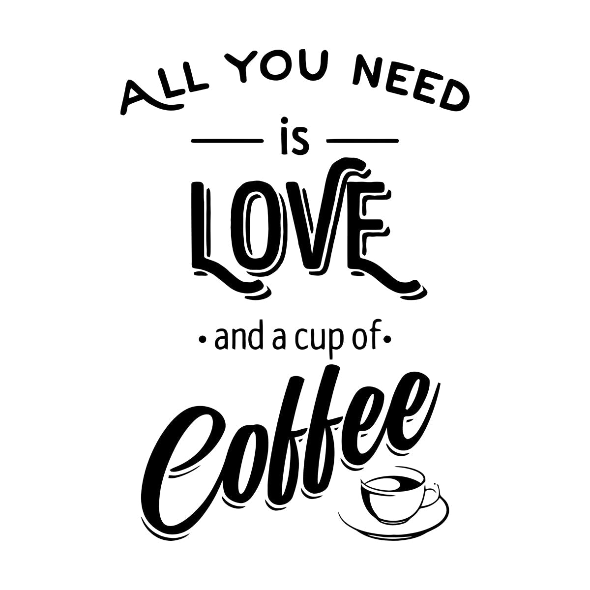 Fine Carving Decals Words Quotes All You Need Love And Coffee Art Mural Painting