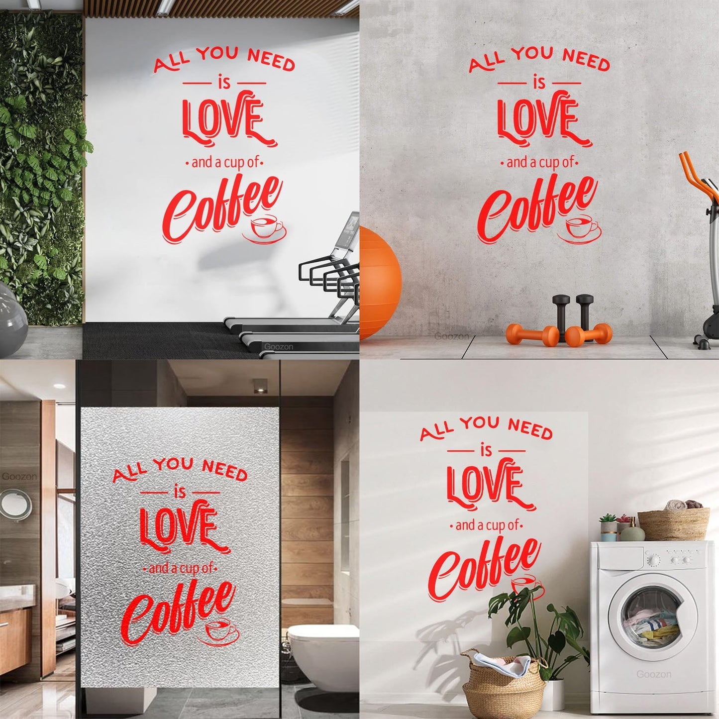 Fine Carving Decals Words Quotes All You Need Love And Coffee Art Mural Painting