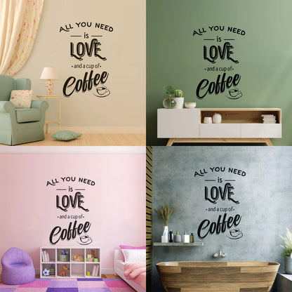 Fine Carving Decals Words Quotes All You Need Love And Coffee Art Mural Painting