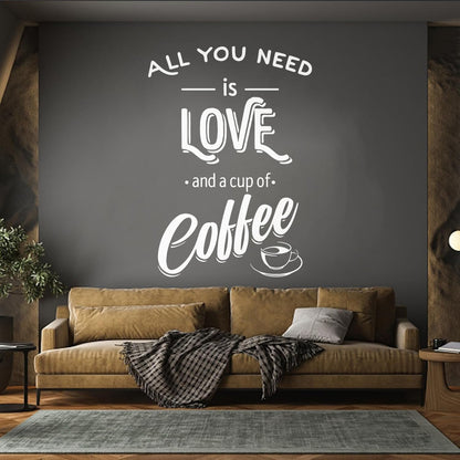 Fine Carving Decals Words Quotes All You Need Love And Coffee Art Mural Painting