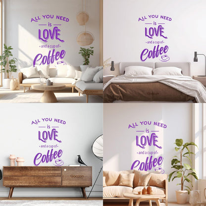 Fine Carving Decals Words Quotes All You Need Love And Coffee Art Mural Painting