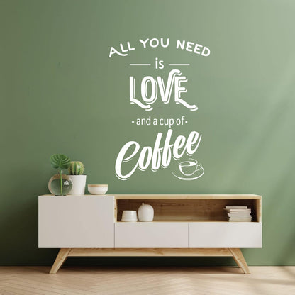 Fine Carving Decals Words Quotes All You Need Love And Coffee Art Mural Painting