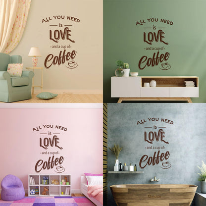 Fine Carving Decals Words Quotes All You Need Love And Coffee Art Mural Painting