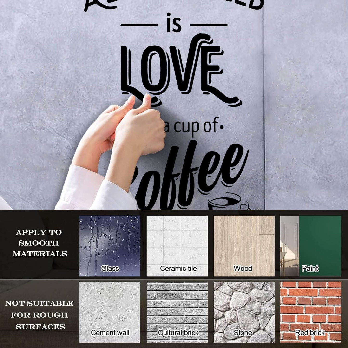 Fine Carving Decals Words Quotes All You Need Love And Coffee Art Mural Painting