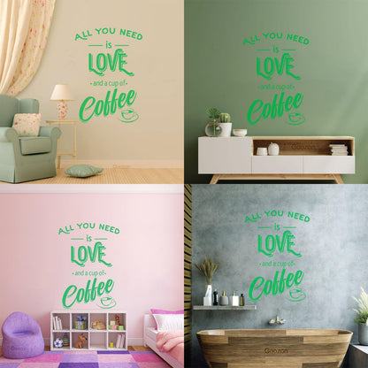 Fine Carving Decals Words Quotes All You Need Love And Coffee Art Mural Painting