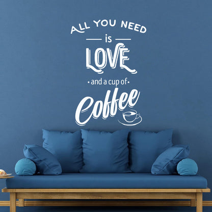 Fine Carving Decals Words Quotes All You Need Love And Coffee Art Mural Painting