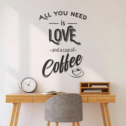 Fine Carving Decals Words Quotes All You Need Love And Coffee Art Mural Painting