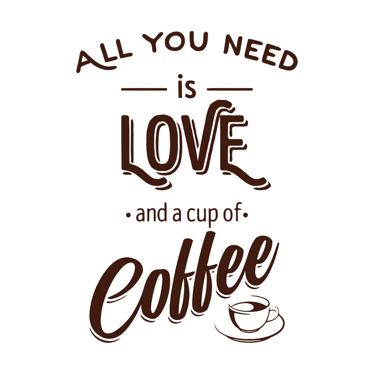 Fine Carving Decals Words Quotes All You Need Love And Coffee Art Mural Painting