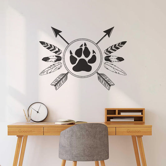 Autocollants en verre sculptés avec finesse, style ethnique, amulettes, flèches tribales, plumes