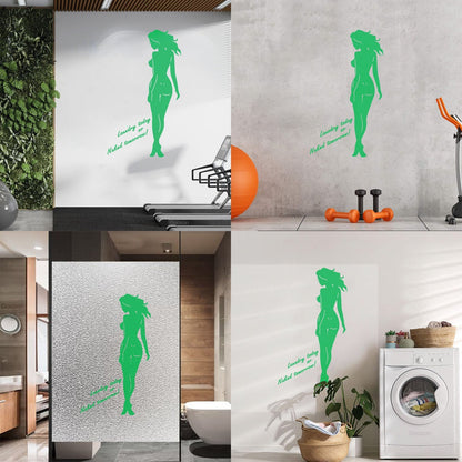 Engraving Stickers Naked Appeal Woman Laundry No Clothes Quote Phrase Store Decoration