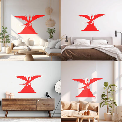 Dragon Silhouette Fantasy Kids Ation Mural And Wall Vinyl Decal Personalized Customization