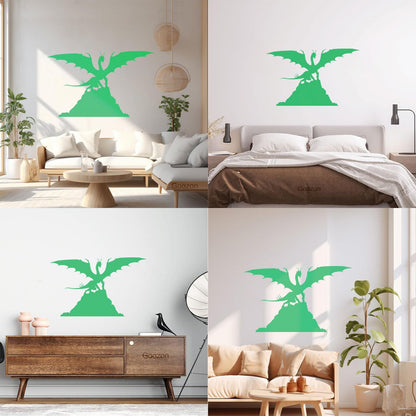 Dragon Silhouette Fantasy Kids Ation Mural And Wall Vinyl Decal Personalized Customization
