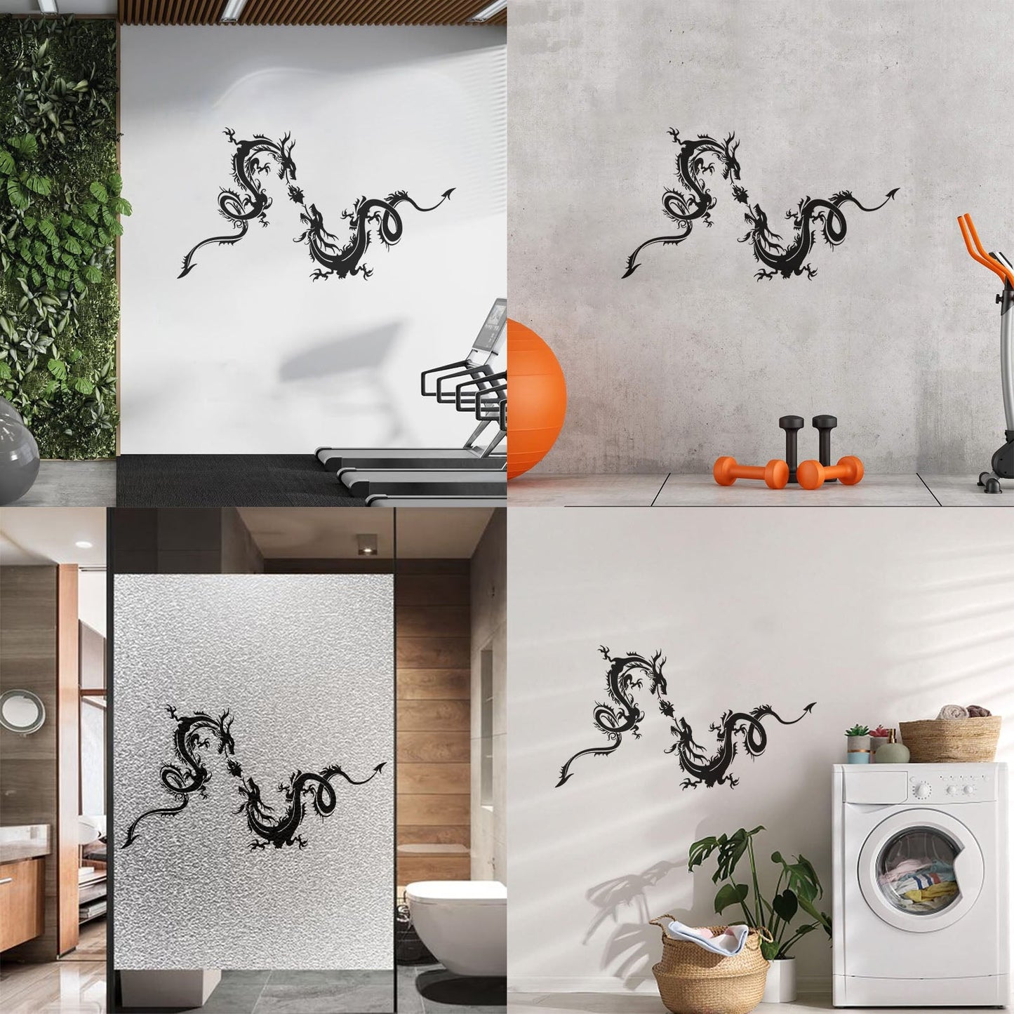 Wall Decals Paster Paper Two Dragons Flying Fantasy Mythology Beast Multi Color Selection