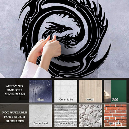 Wall Decals Two Head Dragon Circle Fantasy Japanese Easy Installation