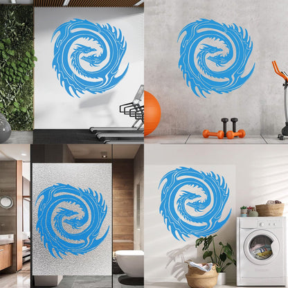 Wall Decals Two Head Dragon Circle Fantasy Japanese Easy Installation