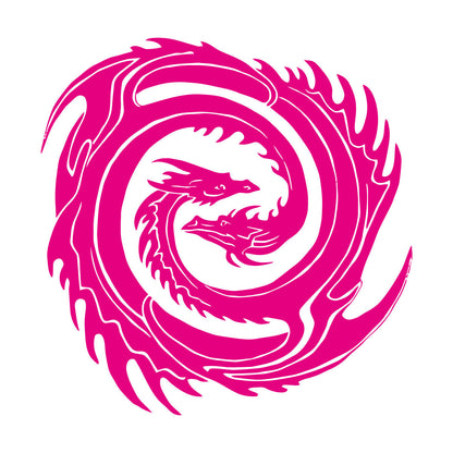 Wall Decals Two Head Dragon Circle Fantasy Japanese Easy Installation