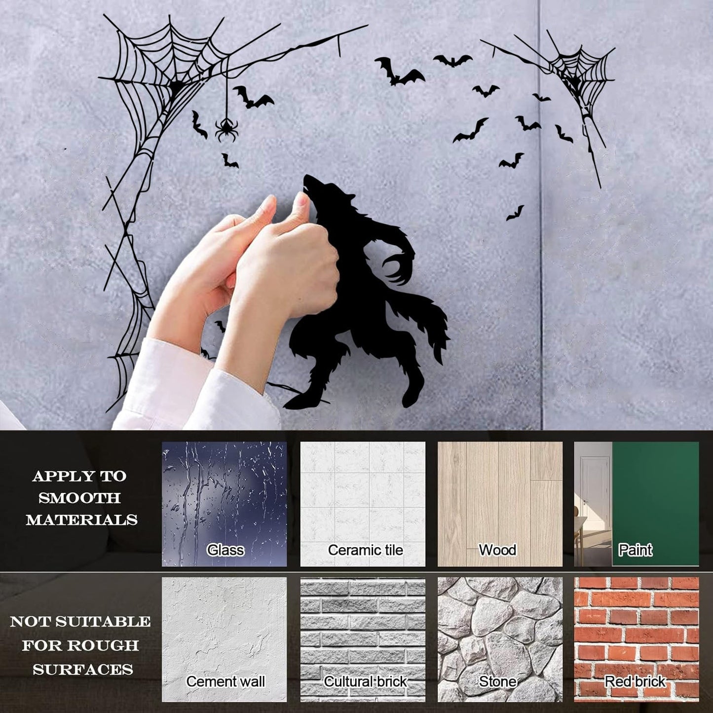 Lettering Decals Werewolf Halloween Horror Fantasy Beast Bats Glass Stickers