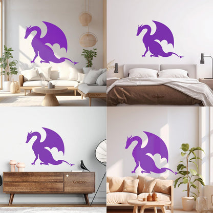 Wall Stickers Paster Paper Dragon Tale Monster Fire Breathing Fantasy Art Mural Painting