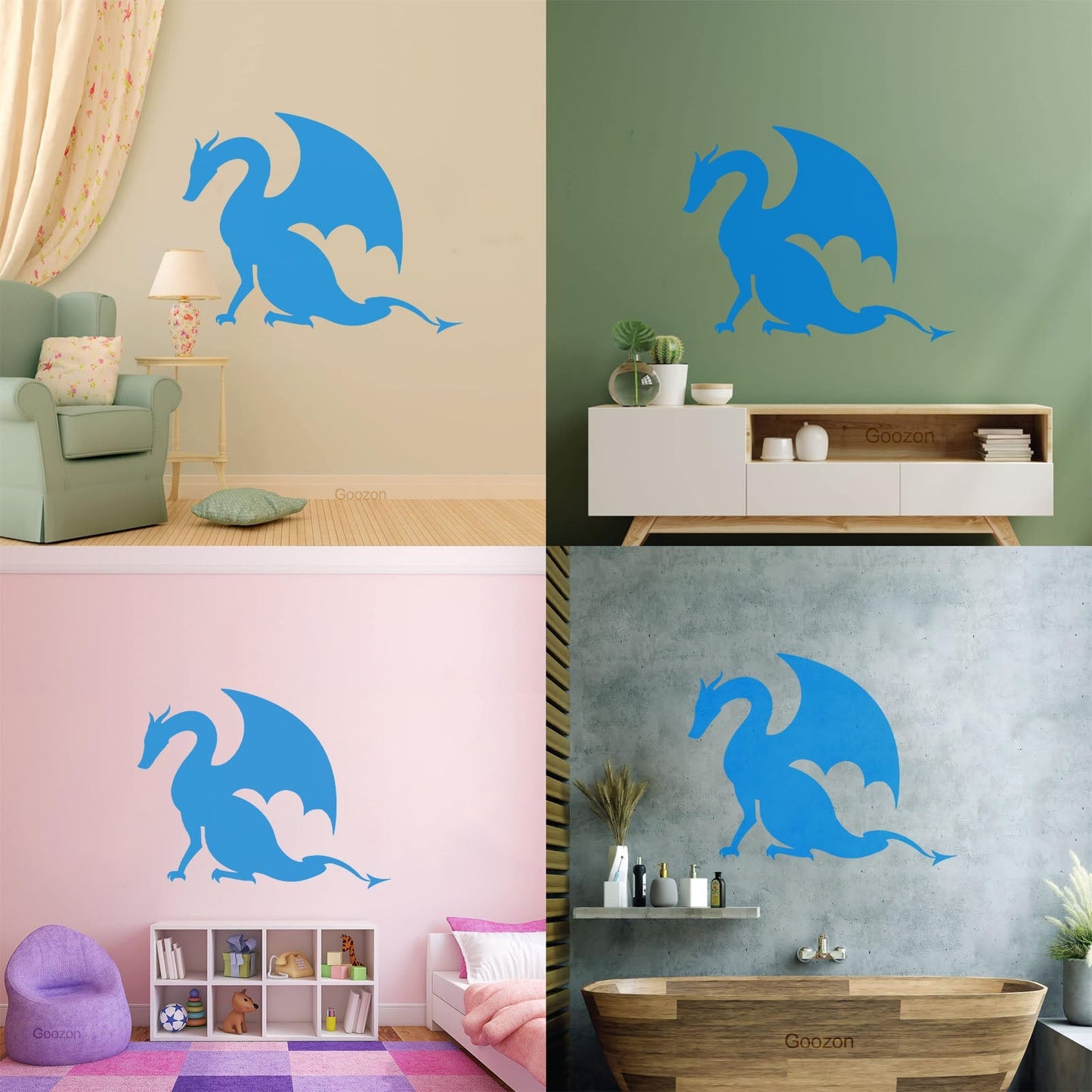 Wall Stickers Paster Paper Dragon Tale Monster Fire Breathing Fantasy Art Mural Painting