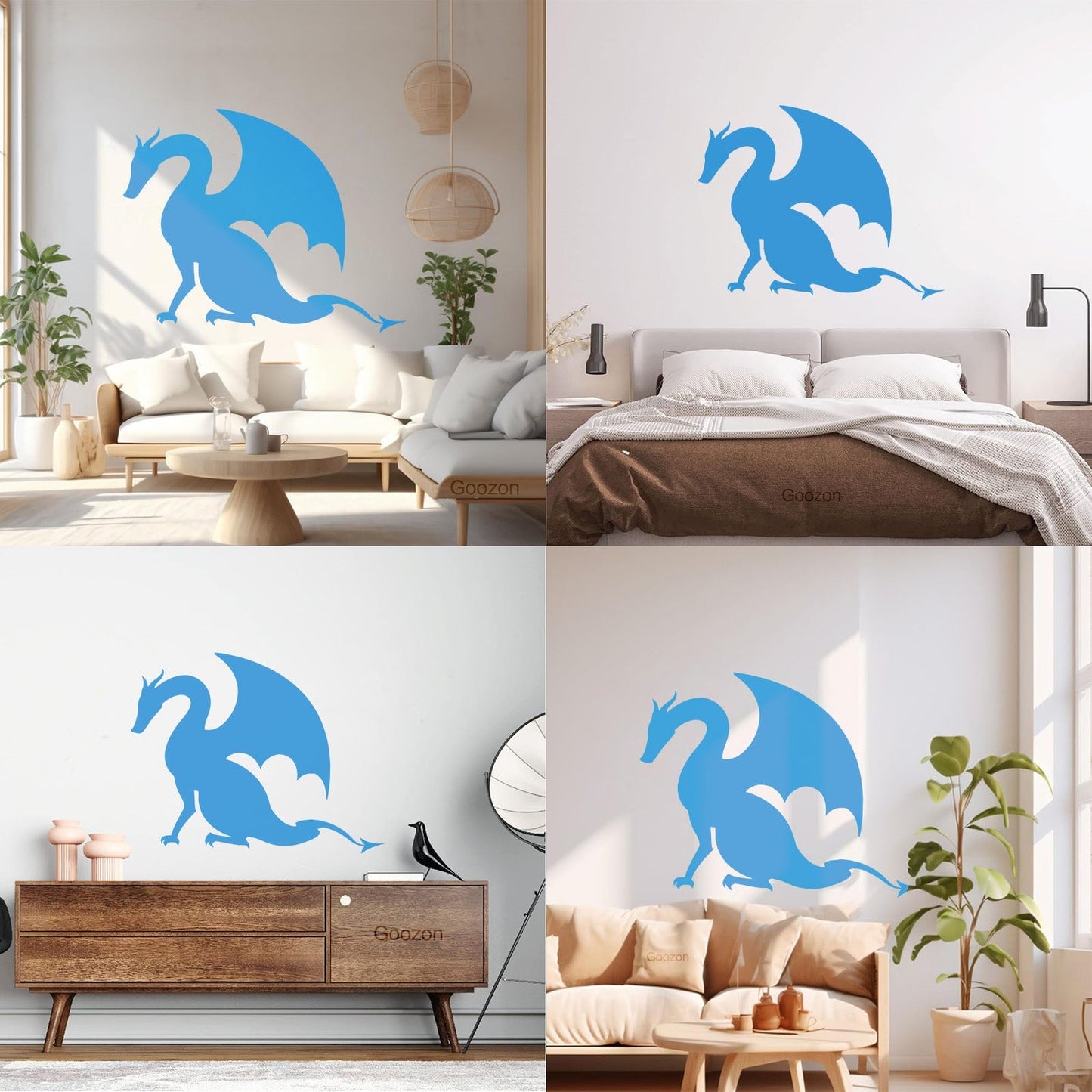 Wall Stickers Paster Paper Dragon Tale Monster Fire Breathing Fantasy Art Mural Painting