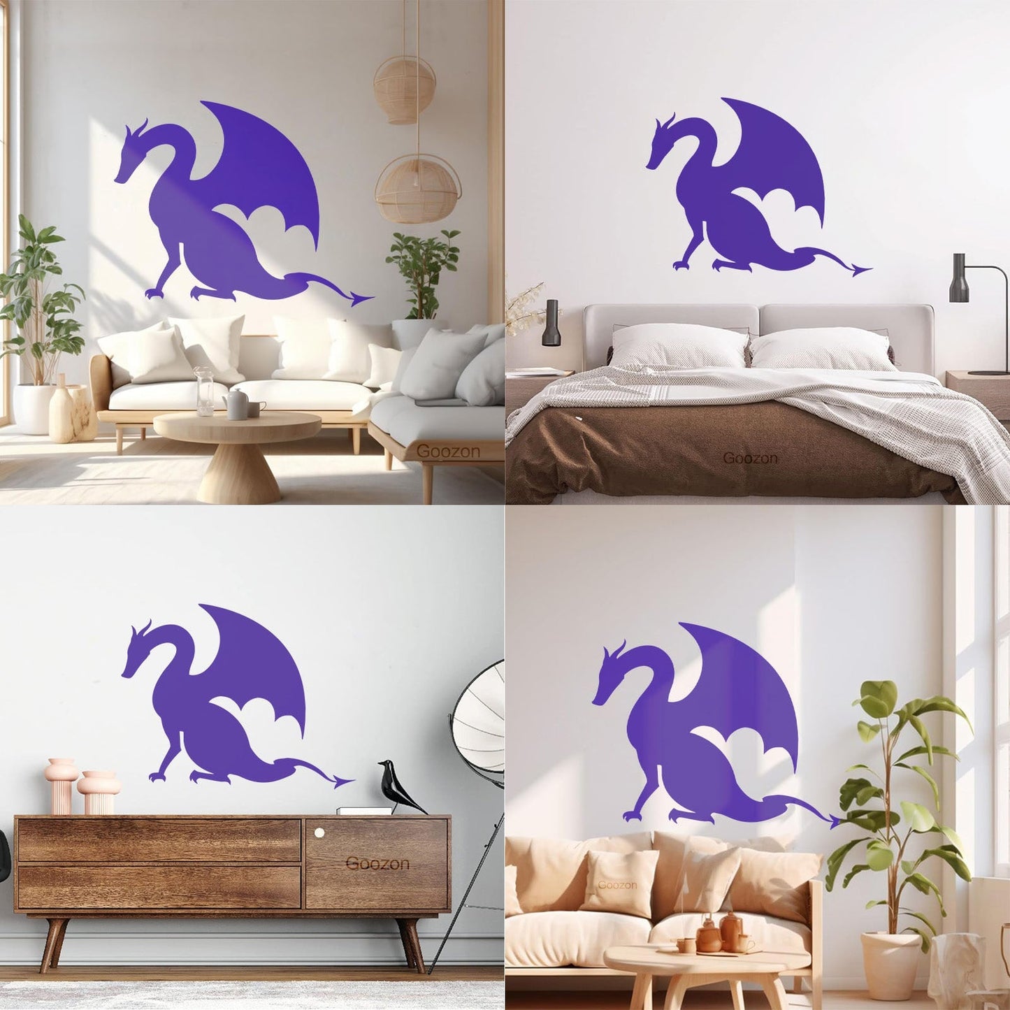 Wall Stickers Paster Paper Dragon Tale Monster Fire Breathing Fantasy Art Mural Painting