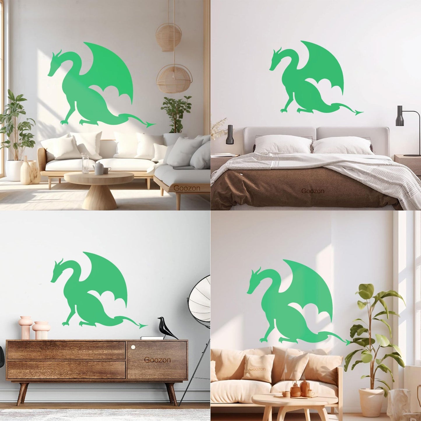 Wall Stickers Paster Paper Dragon Tale Monster Fire Breathing Fantasy Art Mural Painting