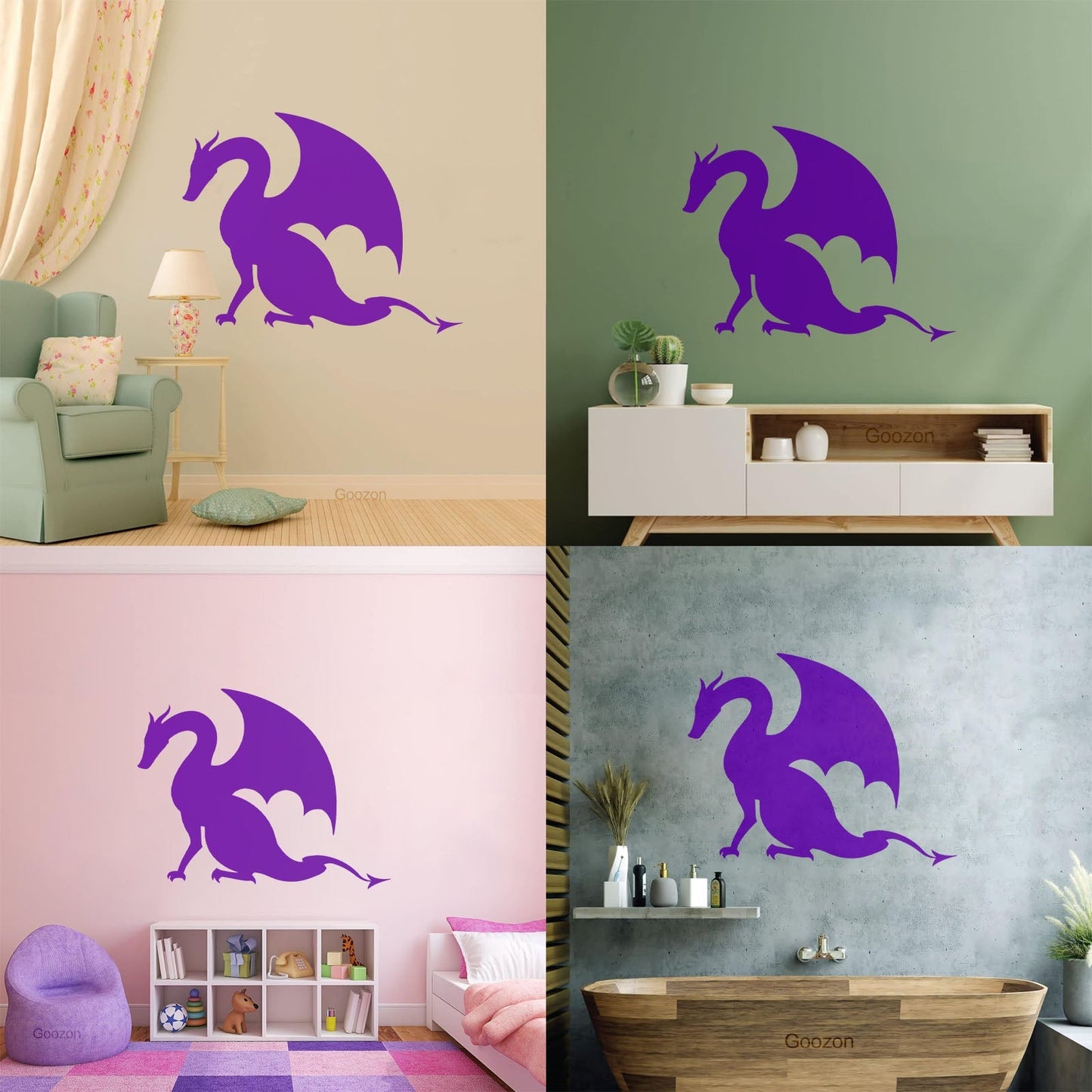 Wall Stickers Paster Paper Dragon Tale Monster Fire Breathing Fantasy Art Mural Painting