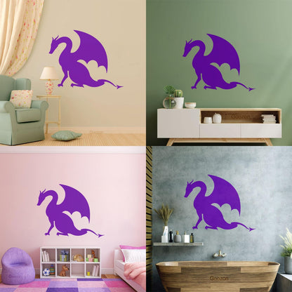 Wall Stickers Paster Paper Dragon Tale Monster Fire Breathing Fantasy Art Mural Painting