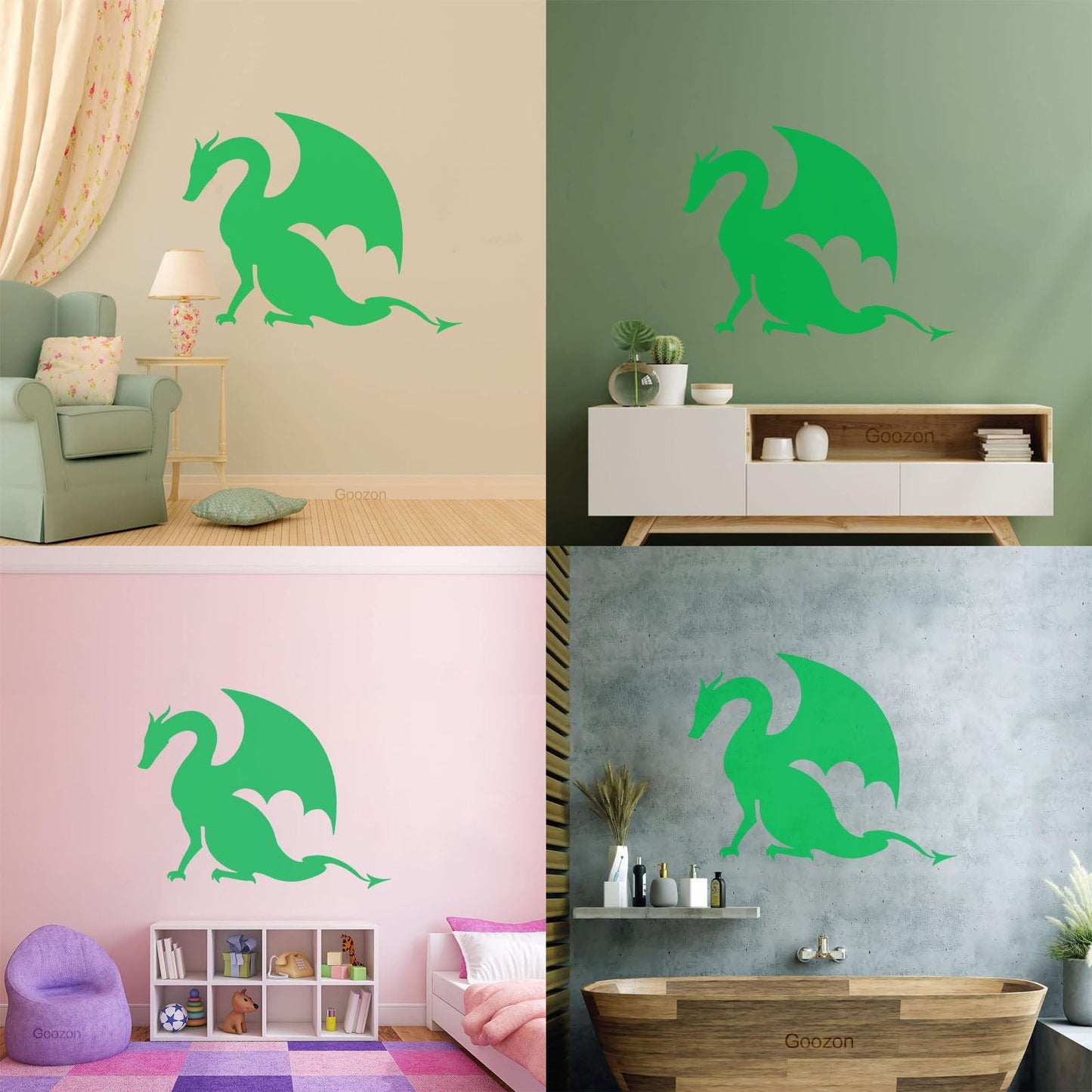 Wall Stickers Paster Paper Dragon Tale Monster Fire Breathing Fantasy Art Mural Painting