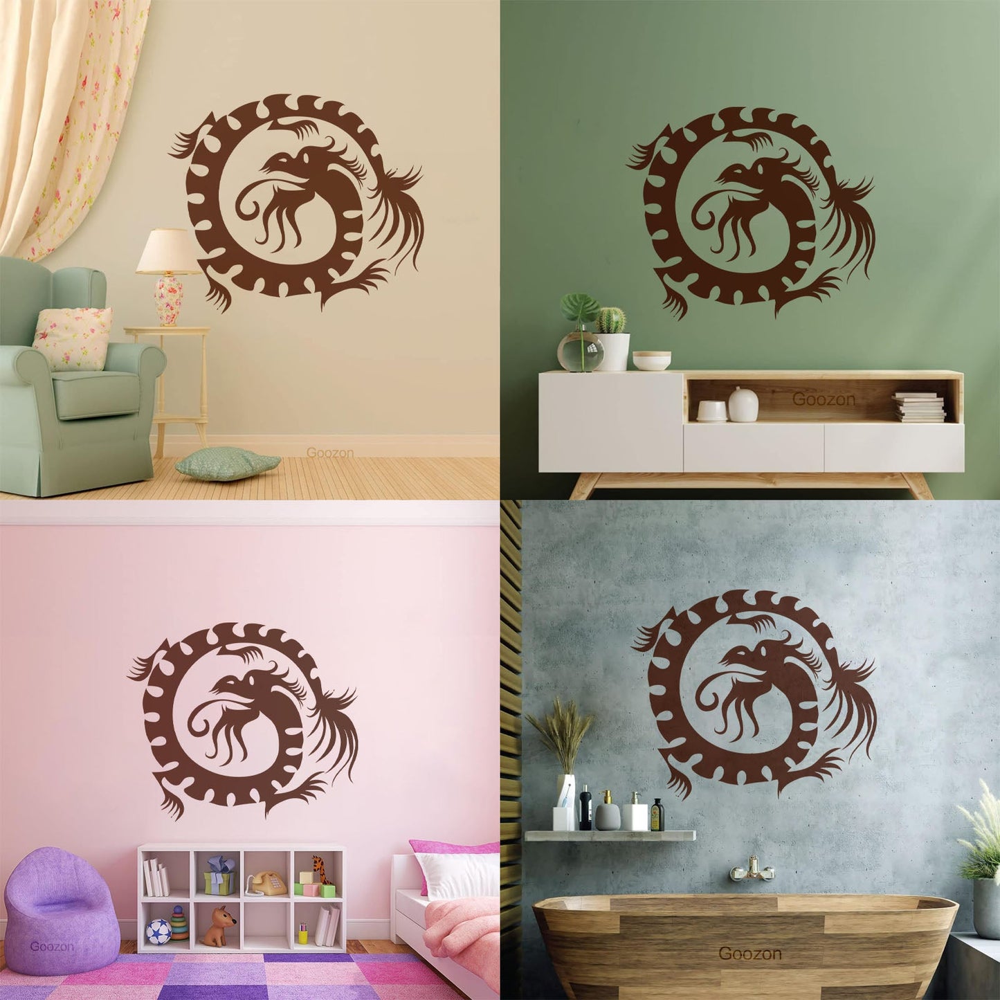 Wall Decals Paster Paper Oriental Mythological Chinese Funny Fantasy Dragon Glass Stickers