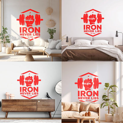 Mural And Wall Vinyl Decal Iron Fitnesscenter Bodybuilding Motivation Training Art Decoration
