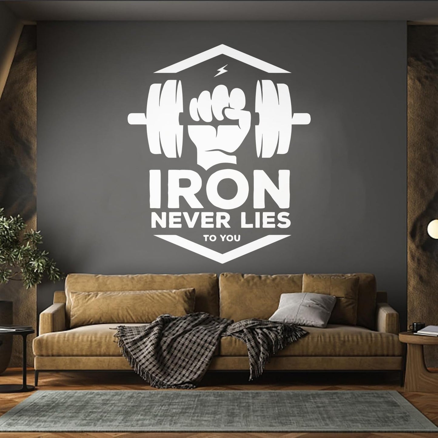 Mural And Wall Vinyl Decal Iron Fitnesscenter Bodybuilding Motivation Training Art Decoration
