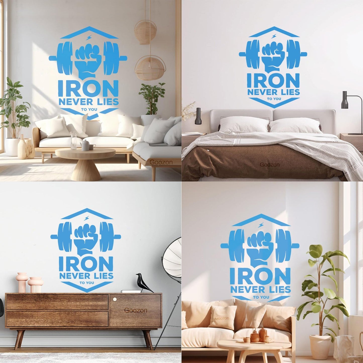 Mural And Wall Vinyl Decal Iron Fitnesscenter Bodybuilding Motivation Training Art Decoration