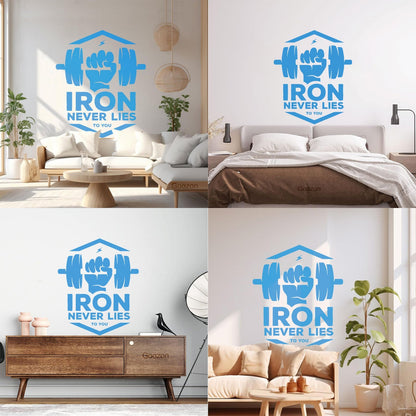 Mural And Wall Vinyl Decal Iron Fitnesscenter Bodybuilding Motivation Training Art Decoration