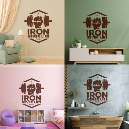 Mural And Wall Vinyl Decal Iron Fitnesscenter Bodybuilding Motivation Training Art Decoration